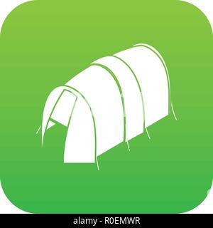 Long tent icon green vector Stock Vector