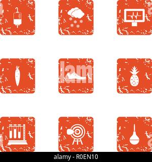 Chemical release icons set, grunge style Stock Vector