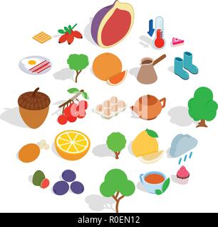 Establishment icons set, isometric style Stock Vector