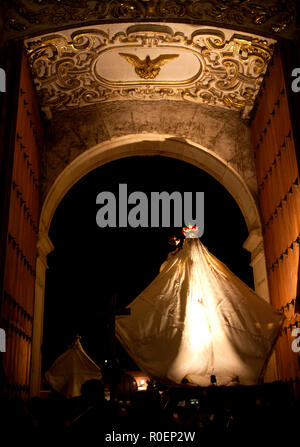 Images of the Virgin of the Rosary during a religious ceremony outside the Templo of Santo Domingo Catholic church in Oaxaca, Mexico Stock Photo