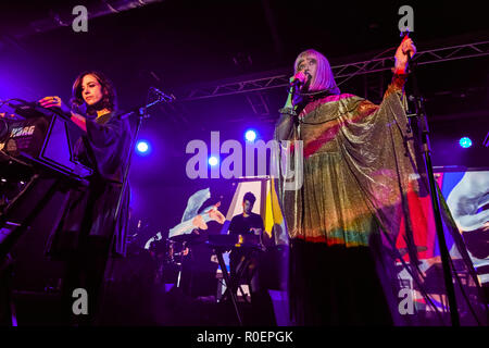 Liverpool, UK. November 3, 2018 - MIRA AROYO, HELEN MARNIE & REUBEN WU of Cult electronic pioneers Ladytron performing live for the first time in 7 years at o2 Academy Liverpool Credit: Andy Von Pip/ZUMA Wire/Alamy Live News Stock Photo