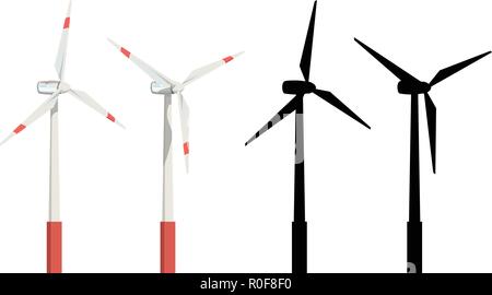 wind turbines set Stock Vector
