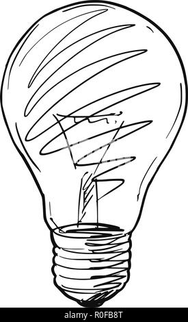 Light bulb - creative sketch draw vector illustration. Electric lamp logo  sign stock illustration, lamp line - consap.cz