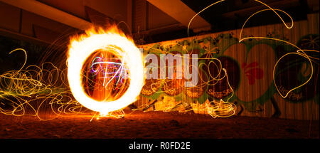Abstract Art Created using Long Exposure, Commonly called Light Painting, Fire, Lights, LED and Glow stocks are common brushes. Stock Photo