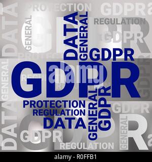 General Data Protection Regulation. GDPR concept, vector illustration. Protection of personal data. Wordcloud minimal design on Polygonal low poly bac Stock Vector