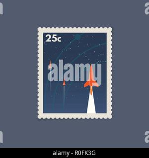 Retro space postage stamp Stock Vector