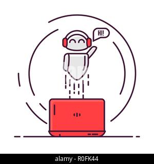 Chatbot and laptop  Stock Vector