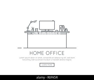 Home office interior Stock Vector