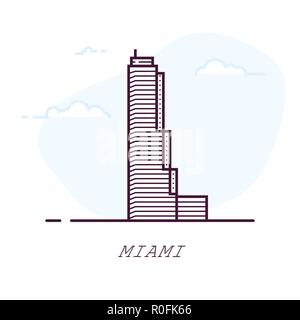 Miami line style building Stock Vector