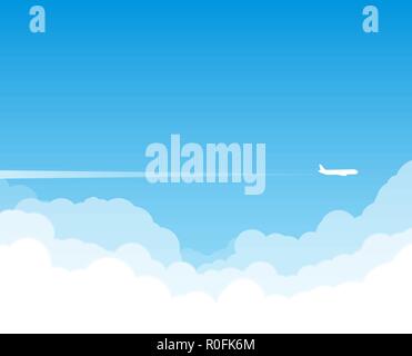 Plane flying above clouds Stock Vector