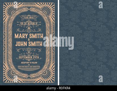 Vintage wedding invitation layout Stock Vector