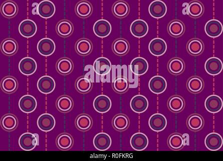 Seamless repeating background of multicolored circles and dashed lines Stock Vector
