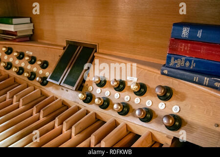 wooden foot pedals of a church organ Stock Photo - Alamy