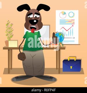 Funny cartoon dog making thumbs up sign. Vector illustration. Stock Vector