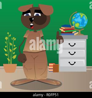 Funny cartoon dog making thumbs up sign. Vector illustration. Stock Vector