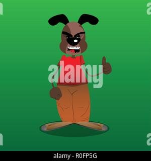 Funny cartoon dog making thumbs up sign. Vector illustration. Stock Vector