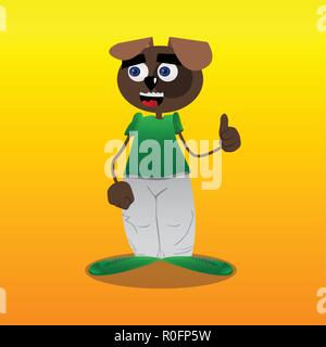 Funny cartoon dog making thumbs up sign. Vector illustration. Stock Vector