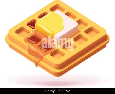 Vector waffle with maple syrup Stock Vector