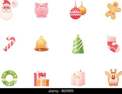 Vector Christmas and New Year icon set Stock Vector