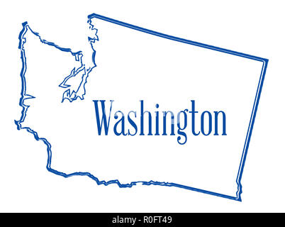 Outline map of the state of Washington DC over a white background Stock ...