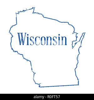 Outline map of the American state of Wisconsin Stock Photo - Alamy