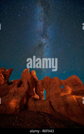 night sky with Milky way over Red Canyon in Dixie National Forest, Utah, USA, North America Stock Photo