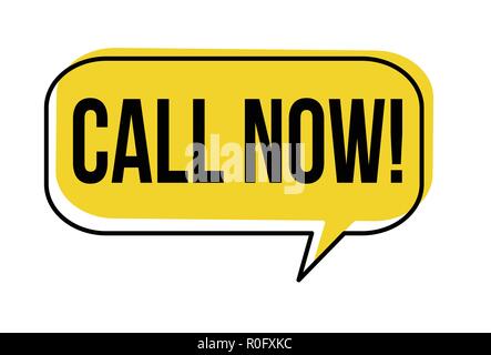 Call now speech bubble on white background, vector illustration Stock Vector