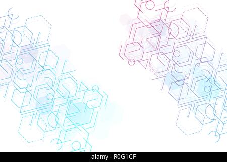 Science network pattern, connecting lines and dots. Modern futuristic virtual abstract background molecule structure for medical, technology, chemistry, science. Scientific hexagonal vector Stock Vector