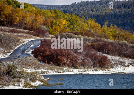 Cypress Hills First Snowfall Alberta Saskatchewan Canada Stock Photo