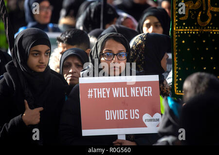 People take part in a march against hate and terror, organised by Turn to Love, in central London. Stock Photo