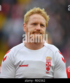 England's James Graham during the International match at Anfield, Liverpool. PRESS ASSOCIATION Photo. Picture date: Sunday November 4, 2018. See PA story RUGBYL England. Photo credit should read: Dave Howarth/PA Wire. RESTRICTIONS: Editorial use only. No commercial use. No false commercial association. No video emulation. No manipulation of images. Stock Photo