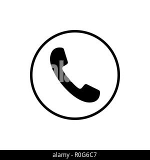 Phone icon, sign. Handset. Vector illustration. Flat design. Black, Grey on white background. Stock Vector