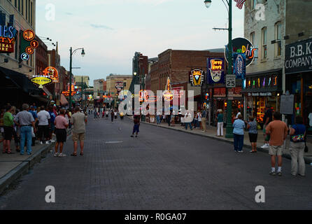 MEMPHIS, TENNESSE, USA - JULY 21, 2009: People going out in the Evening on Beale Street in Memphis Tennessee. Stock Photo