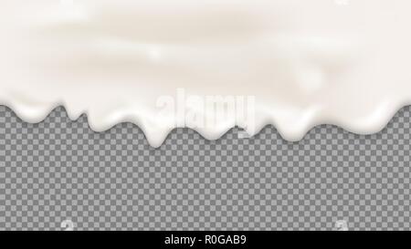 Dripping white cream or yoghurt drops. Realistic vector seamless Stock Vector