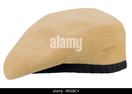 Army uniform tan beret isolated Stock Photo - Alamy