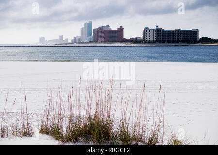 Perdido Pass, Alabama. View from the east side of the pass toward condos on the west side. Stock Photo