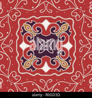 vector seamless pattern vintage look on red background Stock Vector