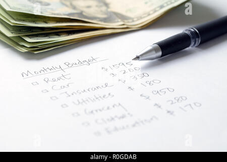 Monthly budget planning Stock Photo