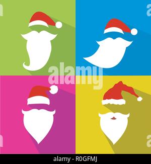 Flat Design Vector Santa Claus Face set Stock Vector