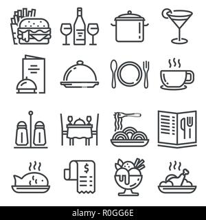 Restaurant icons set on white background. Vector illustration Stock Vector