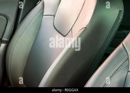Close up grey leather seat in modern car Stock Photo