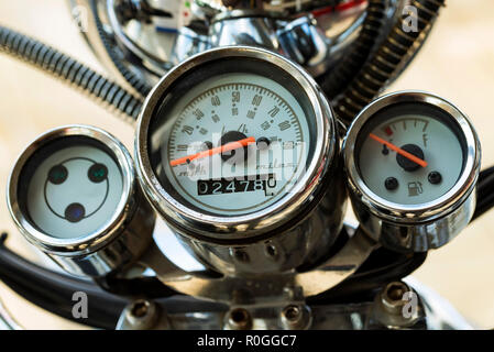 Control panel on modern motorbike close up Stock Photo
