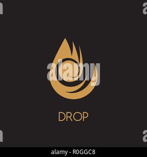 Water drop gold logo design. Droplet logotype icon vector. Stock Vector