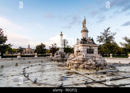 Aranjuez, Spain - October 20, 2018: Fountain of Hercules and Anteo in Royal Palace of Aranjuez at sunrise. It is a residence of the King of Spain open Stock Photo