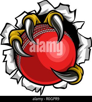 Cricket Ball Eagle Claw Talons Tearing Background Stock Vector
