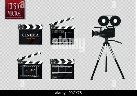 Cinema festival Flyer Or Poster With Movie Reel And Clapper Board. Vector Illustration Of Film Industry. Template For Your Design Stock Vector
