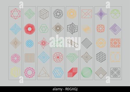 Set of geometric shapes. Trendy hipster background and logotypes. Religion, philosophy, spirituality, occultism symbols collection Stock Vector