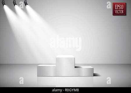 Empty winners podium with first, second and third place for award ceremony. Vector illustration Stock Vector