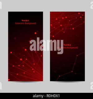 Set of vertical banners. Geometric pattern with connected lines and dots. Stock Vector