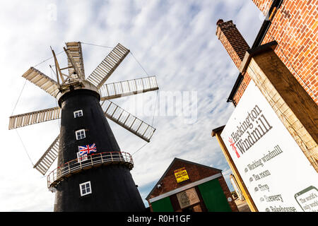 Heckington Windmill Lincolnshire UK England, Heckington Windmill, Windmill, Windmills, windmill Heckington, Heckington village windmill, sign, UK Stock Photo